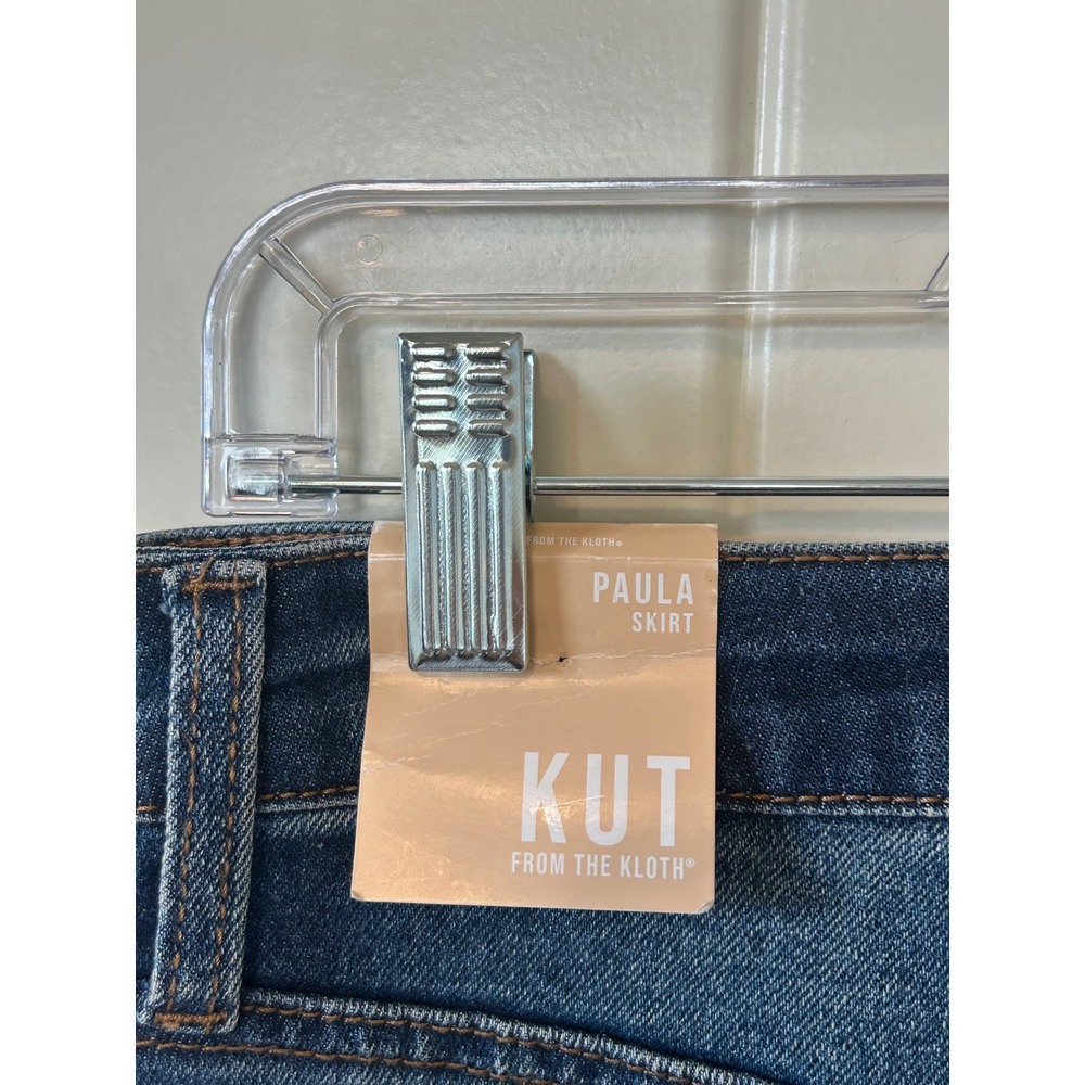 Kut from the Kloth Raw Frayed Hem Modern Western Denim Skirt Size 6 - Picture 5 of 8